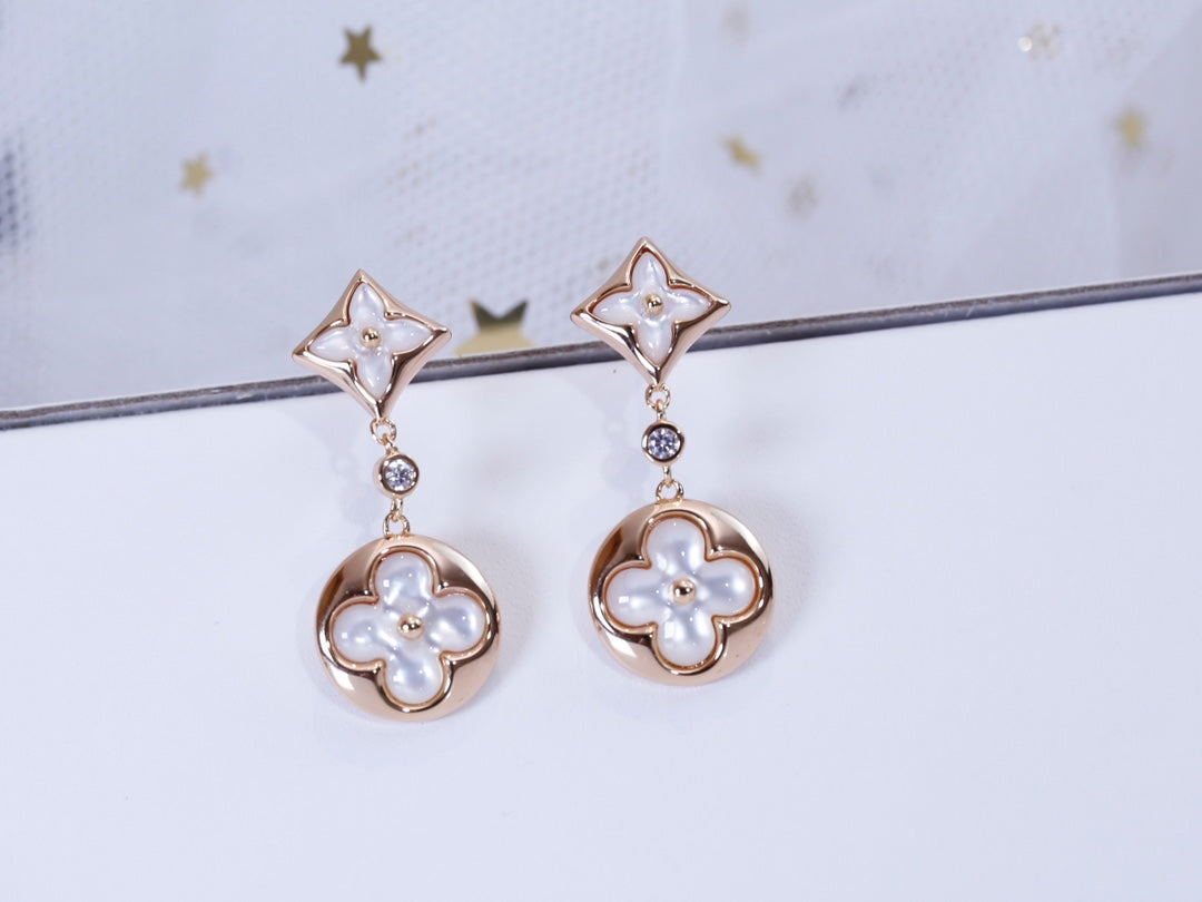 [Windsor Jewelry]STAR AND SUN PINK GOLD MOP DROP EARRINGS