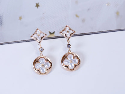 [Windsor Jewelry]STAR AND SUN PINK GOLD MOP DROP EARRINGS
