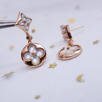 [Windsor Jewelry]STAR AND SUN PINK GOLD MOP DROP EARRINGS