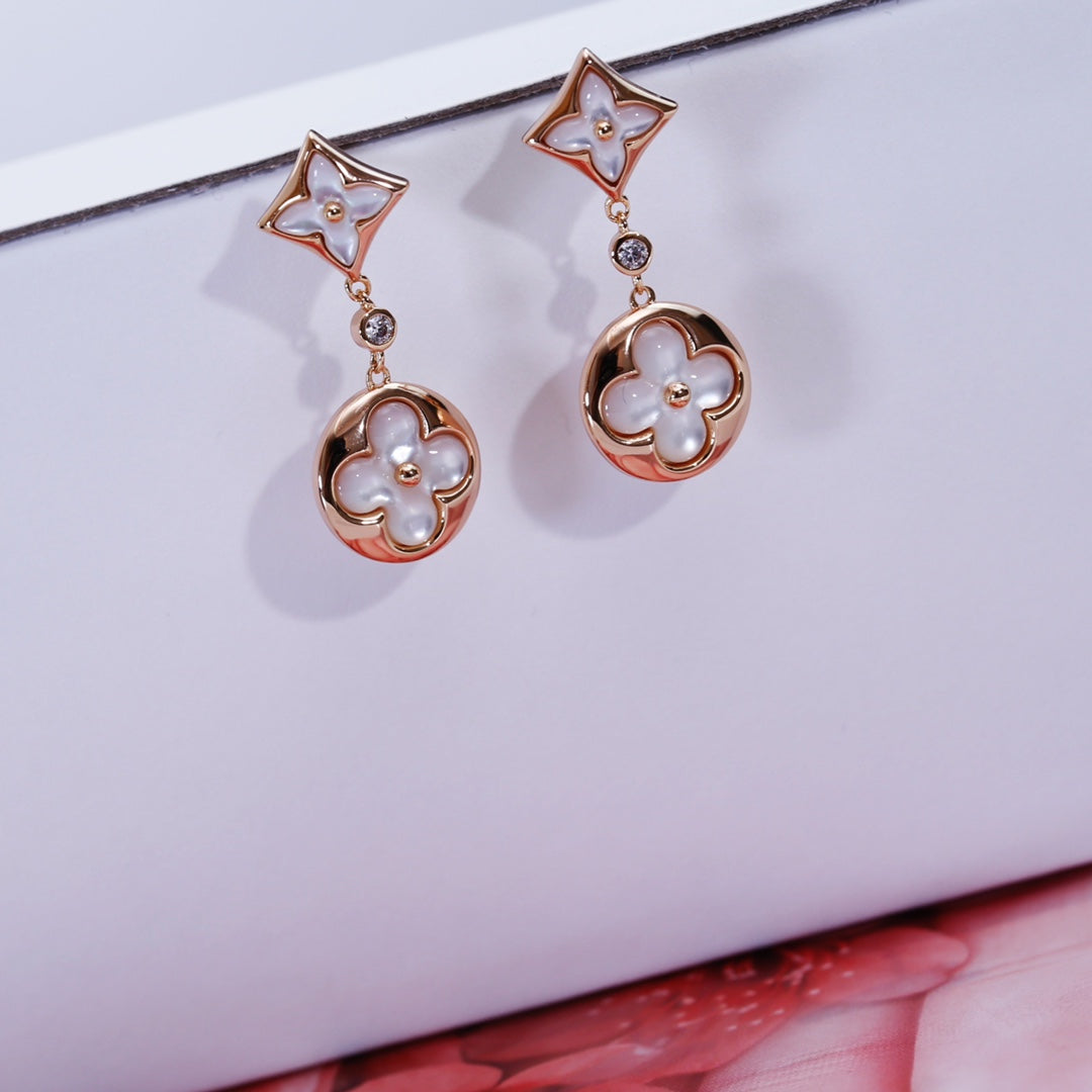 [Windsor Jewelry]STAR AND SUN PINK GOLD MOP DROP EARRINGS