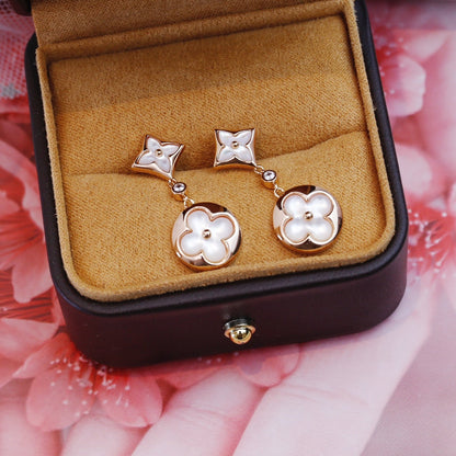 [Windsor Jewelry]STAR AND SUN PINK GOLD MOP DROP EARRINGS