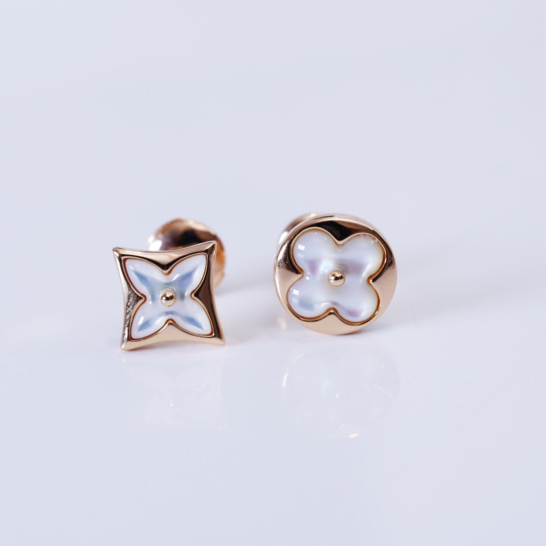 [Windsor Jewelry]STAR AND SUN PINK GOLD MOP STUD EARRINGS