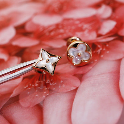 [Windsor Jewelry]STAR AND SUN PINK GOLD MOP STUD EARRINGS