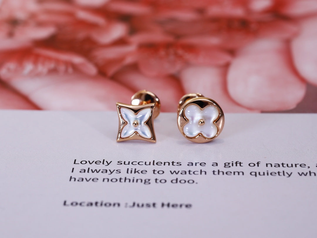 [Windsor Jewelry]STAR AND SUN PINK GOLD MOP STUD EARRINGS