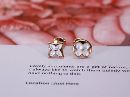 [Windsor Jewelry]STAR AND SUN PINK GOLD MOP STUD EARRINGS