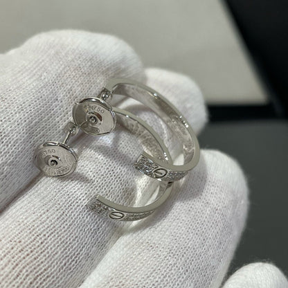 [Windsor Jewelry]LOVE DIAMOND SILVER HOOP EARRINGS