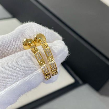 [Windsor Jewelry]LOVE DIAMOND GOLD HOOP EARRINGS