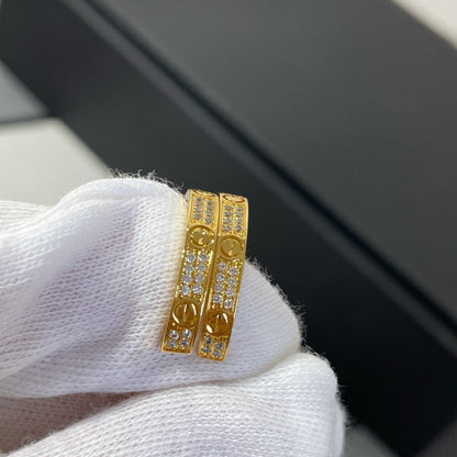 [Windsor Jewelry]LOVE DIAMOND GOLD HOOP EARRINGS