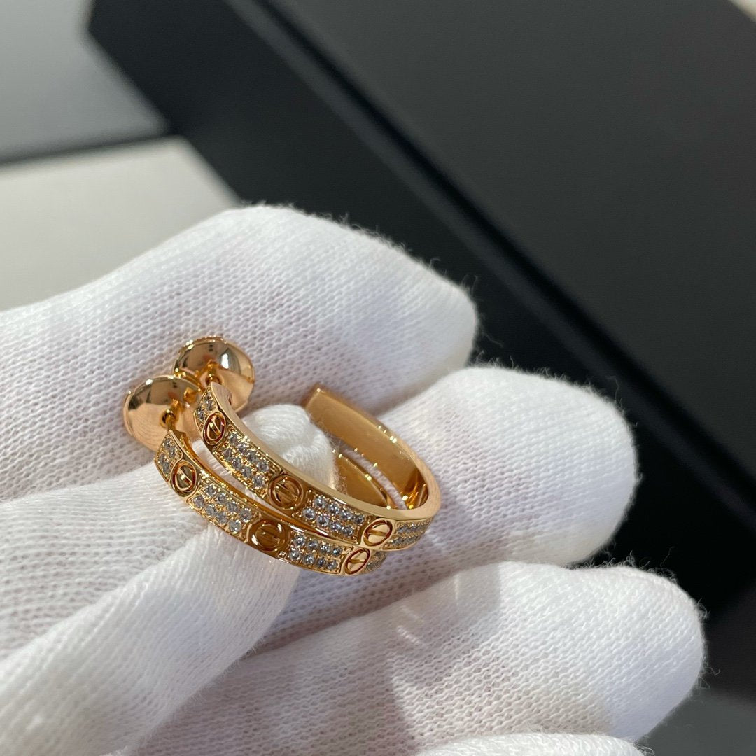 [Windsor Jewelry]LOVE DIAMOND PINK GOLD HOOP EARRINGS