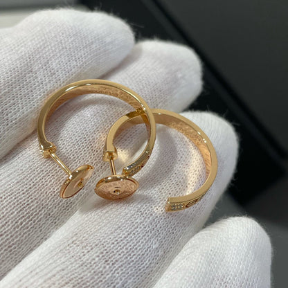 [Windsor Jewelry]LOVE DIAMOND PINK GOLD HOOP EARRINGS