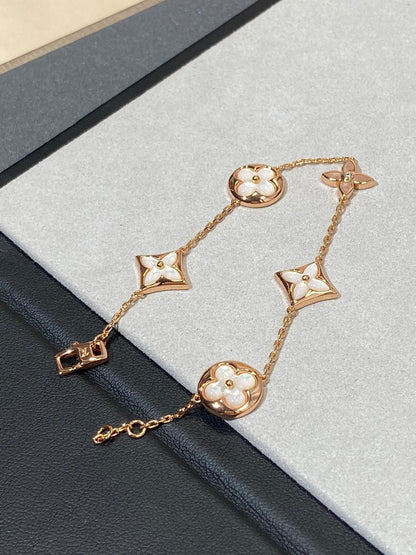 [Windsor Jewelry]STAR AND SUN 5 MOTIF MOP PINK GOLD BRACELET