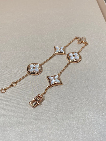 [Windsor Jewelry]STAR AND SUN 5 MOTIF MOP PINK GOLD BRACELET