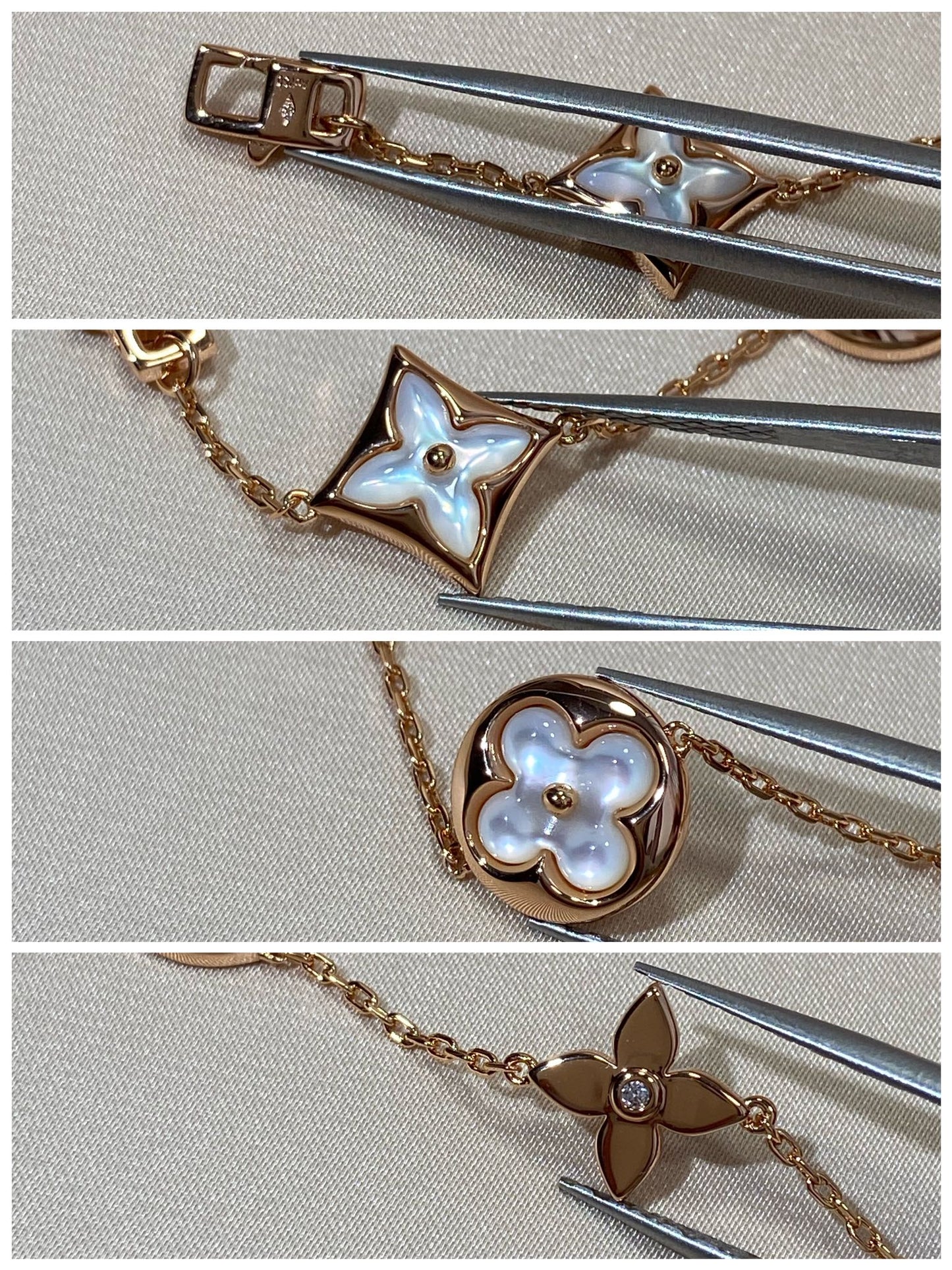 [Windsor Jewelry]STAR AND SUN 5 MOTIF MOP PINK GOLD BRACELET