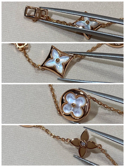 [Windsor Jewelry]STAR AND SUN 5 MOTIF MOP PINK GOLD BRACELET