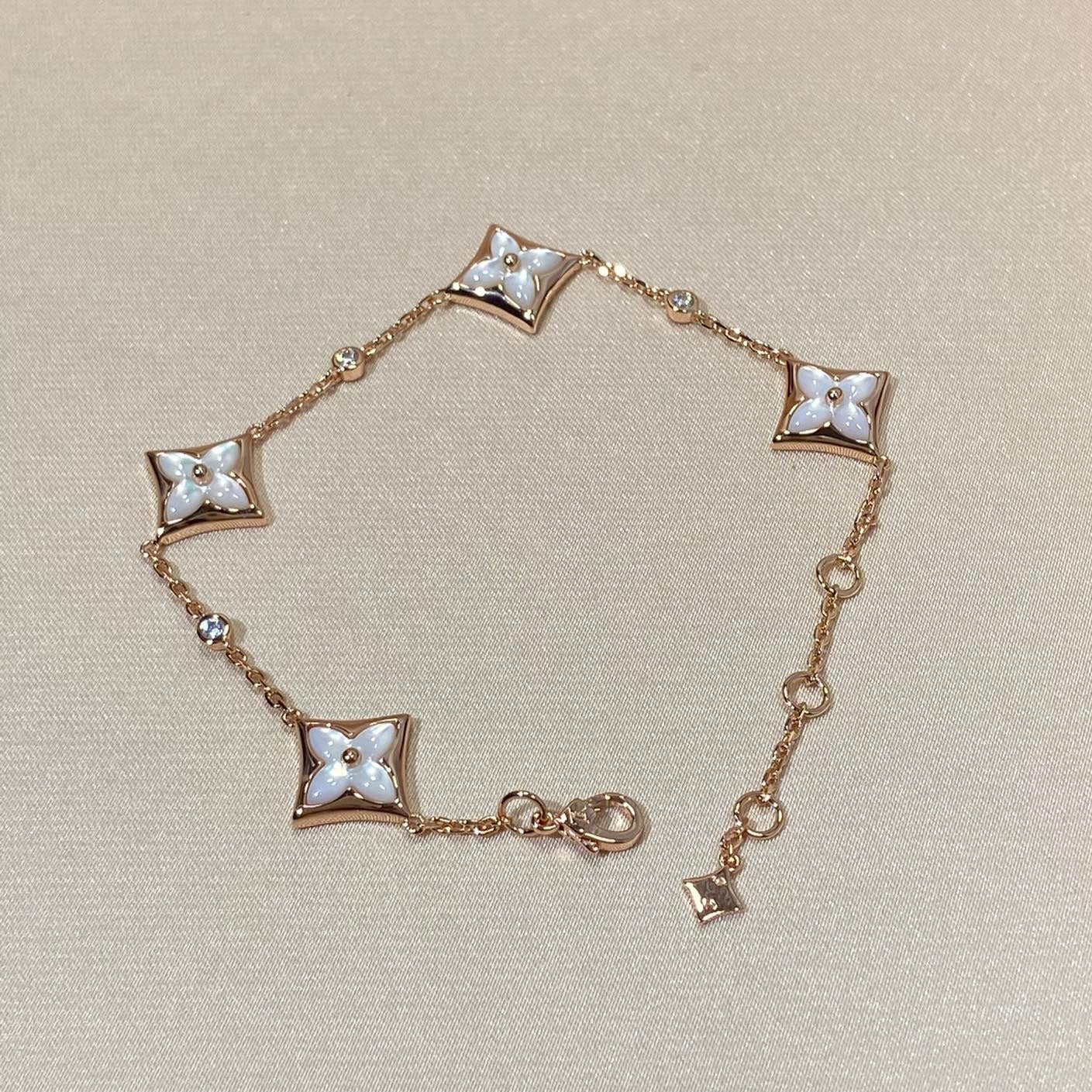 [Windsor Jewelry]STAR 4 MOTIF MOP DIAMOND PINK GOLD BRACELET