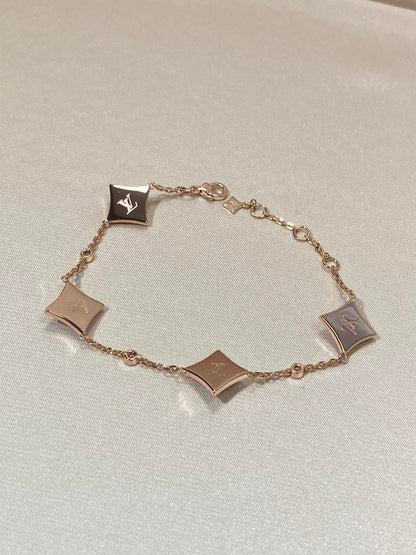 [Windsor Jewelry]STAR 4 MOTIF MOP DIAMOND PINK GOLD BRACELET