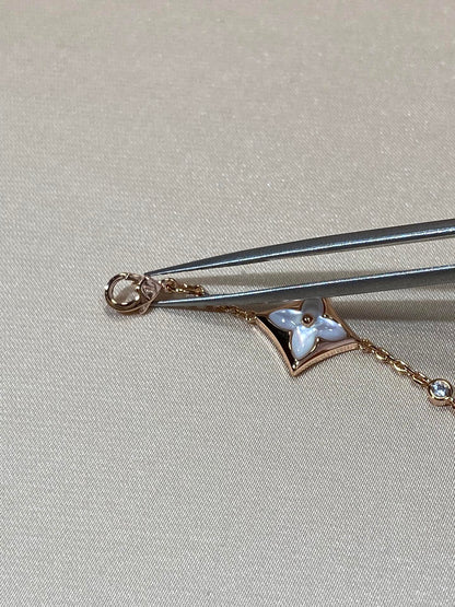 [Windsor Jewelry]STAR 4 MOTIF MOP DIAMOND PINK GOLD BRACELET