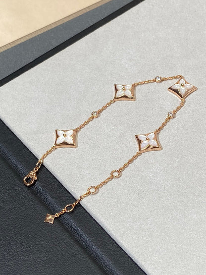 [Windsor Jewelry]STAR 4 MOTIF MOP DIAMOND PINK GOLD BRACELET