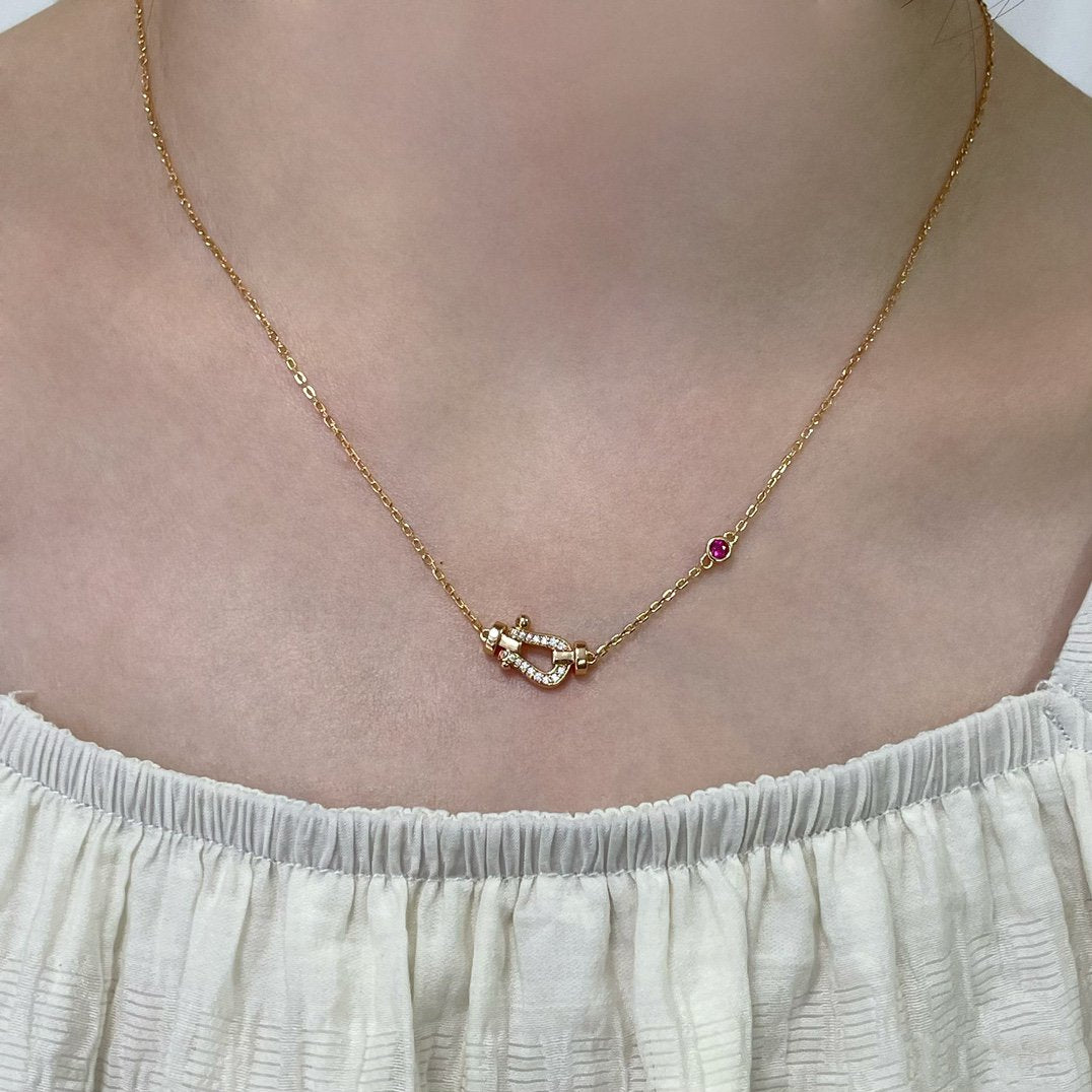 [Windsor Jewelry]FORCE 10 DIAMOND PINK GOLD NECKLACE