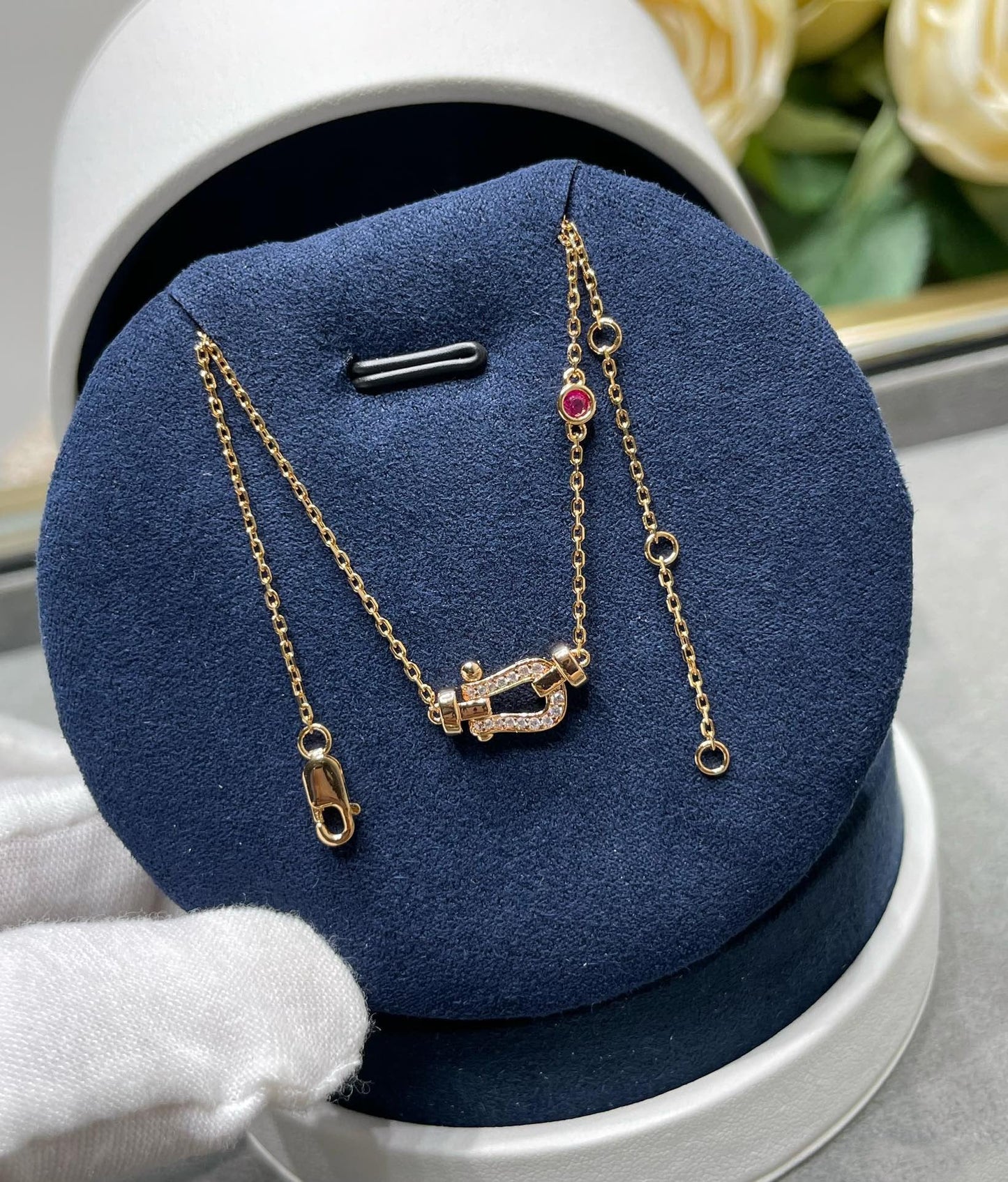[Windsor Jewelry]FORCE 10 DIAMOND PINK GOLD NECKLACE