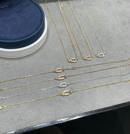 [Windsor Jewelry]FORCE 10 DIAMOND PINK GOLD NECKLACE