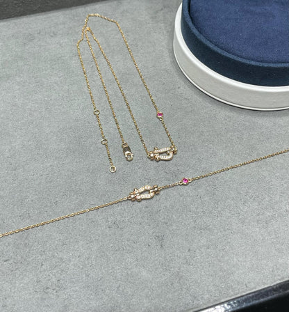 [Windsor Jewelry]FORCE 10 DIAMOND PINK GOLD NECKLACE