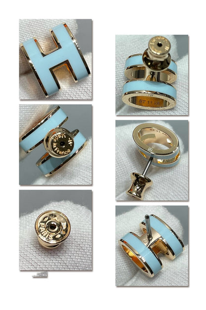 [Windsor Jewelry]POP H SKY BLUE STUD EARRINGS