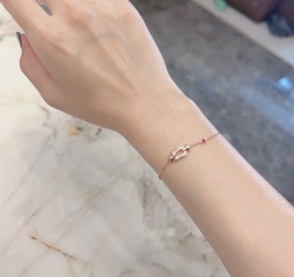 [Windsor Jewelry]FORCE 10 DIAMOND CHAIN LINK PINK GOLD BRACELET