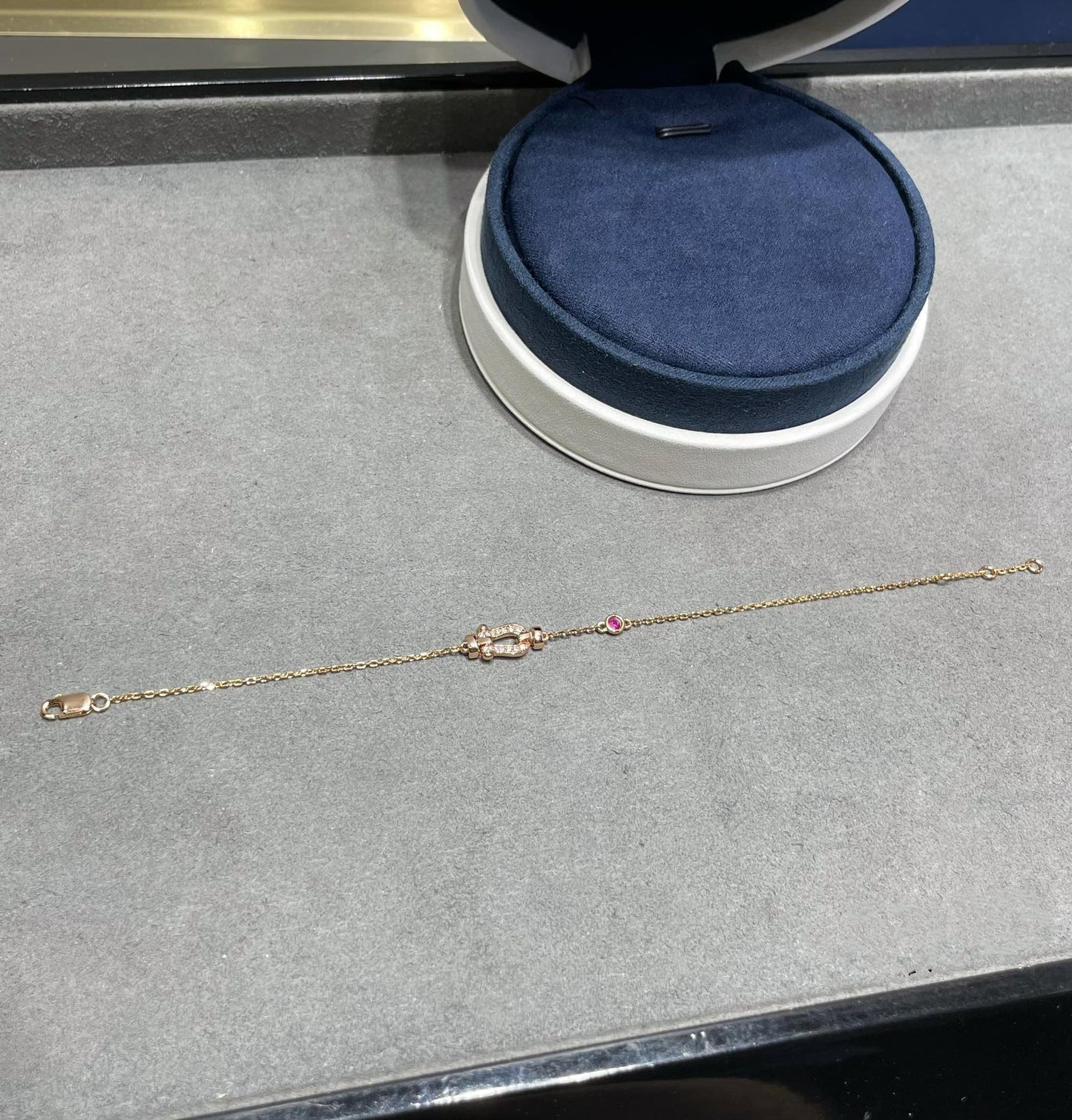 [Windsor Jewelry]FORCE 10 DIAMOND CHAIN LINK PINK GOLD BRACELET