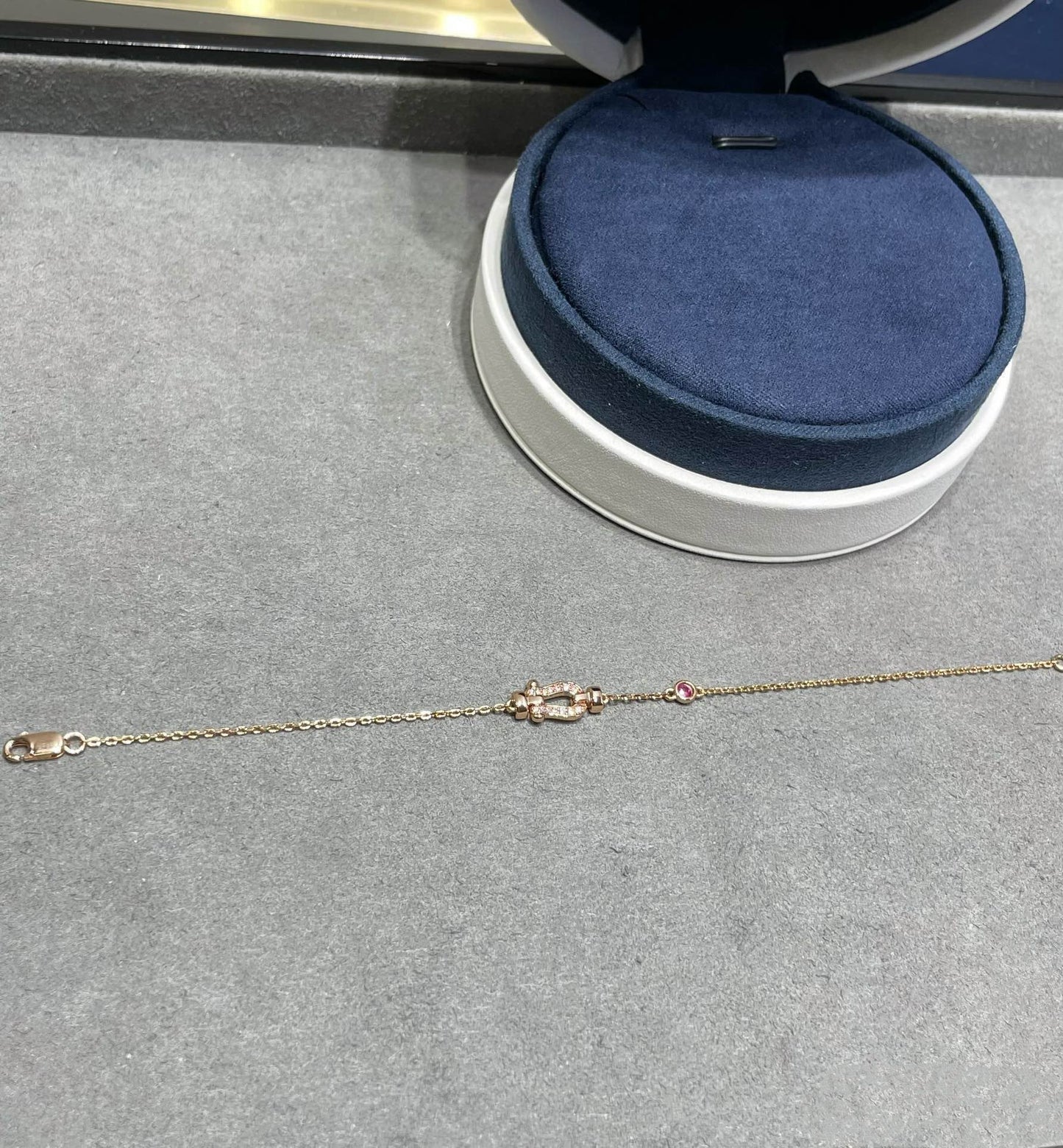 [Windsor Jewelry]FORCE 10 DIAMOND CHAIN LINK PINK GOLD BRACELET