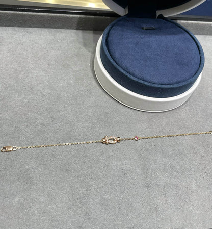 [Windsor Jewelry]FORCE 10 DIAMOND CHAIN LINK PINK GOLD BRACELET