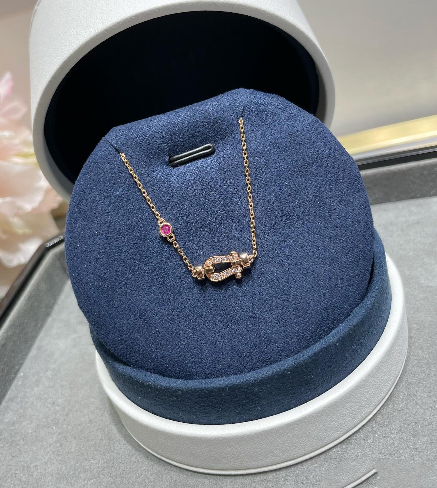 [Windsor Jewelry]FORCE 10 DIAMOND CHAIN LINK PINK GOLD BRACELET