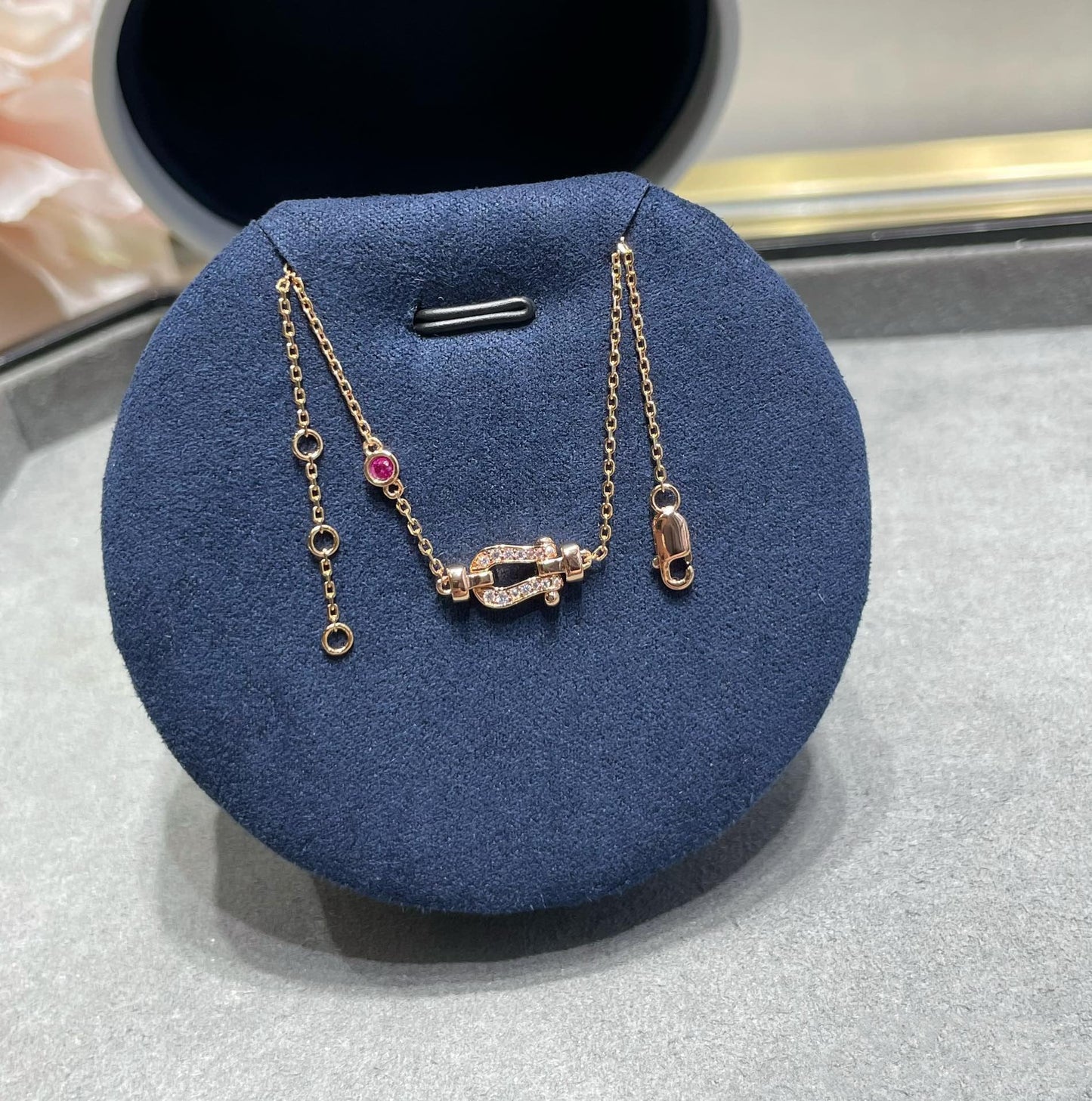 [Windsor Jewelry]FORCE 10 DIAMOND CHAIN LINK PINK GOLD BRACELET
