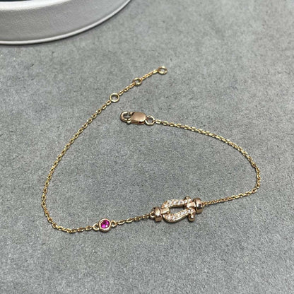 [Windsor Jewelry]FORCE 10 DIAMOND CHAIN LINK PINK GOLD BRACELET