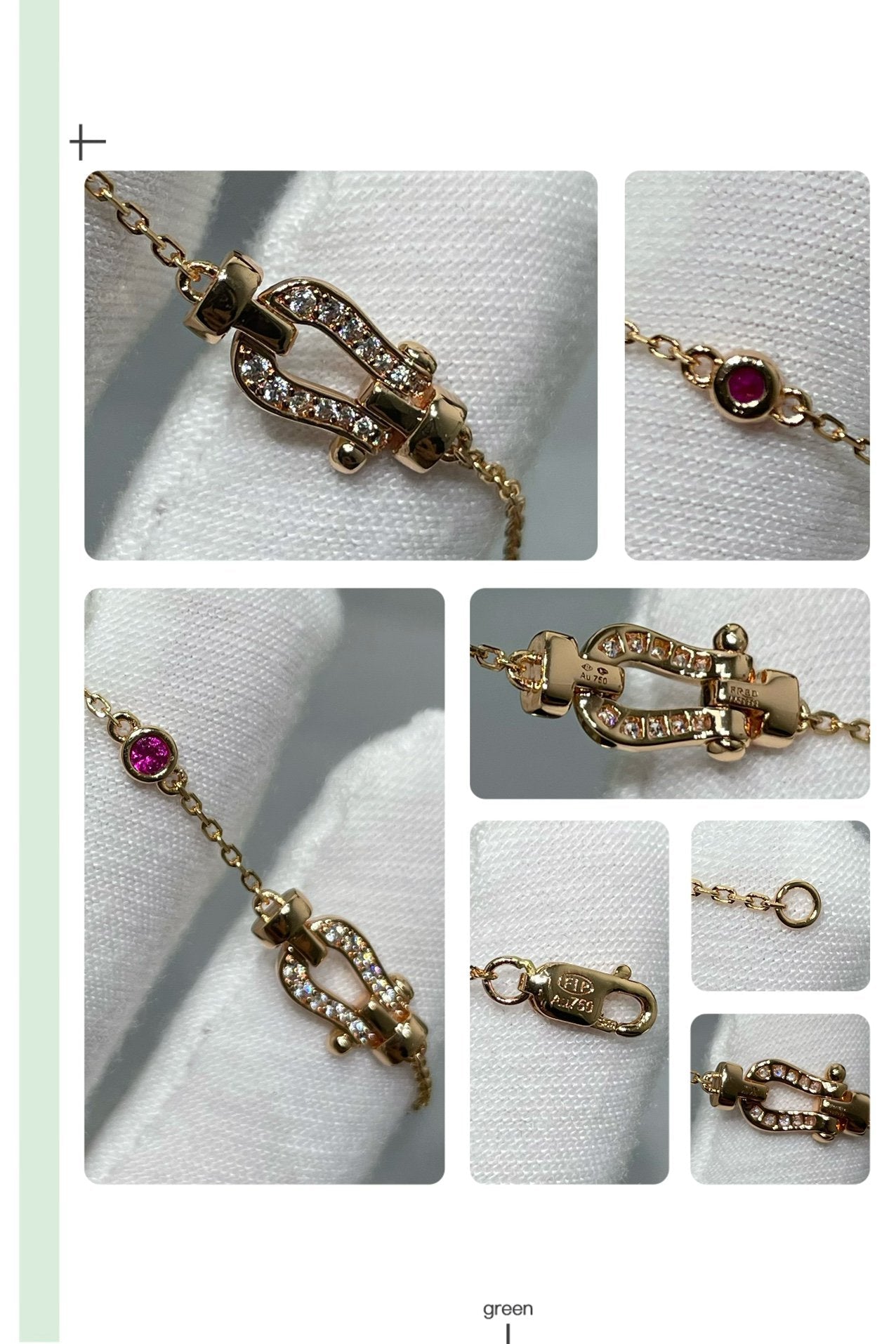 [Windsor Jewelry]FORCE 10 DIAMOND CHAIN LINK PINK GOLD BRACELET