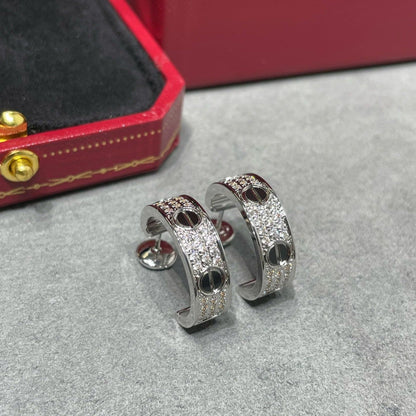 [Windsor Jewelry]LOVE CERAMIC DIAMOND PAVED SILVER EARRINGS
