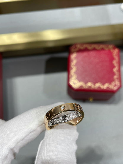 [Windsor Jewelry]LOVE PINK GOLD SILVER DIAMOND DOUBLE RING