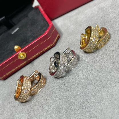 [Windsor Jewelry]LOVE 5.5MM DIAMOND PAVED EARRINGS