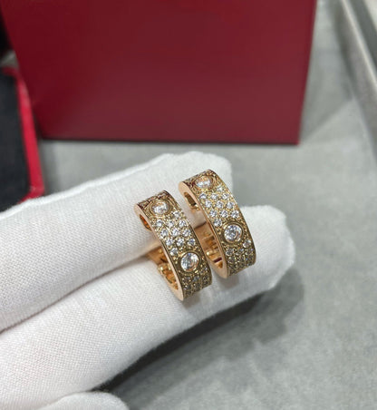 [Windsor Jewelry]LOVE 5.5MM DIAMOND PAVED EARRINGS