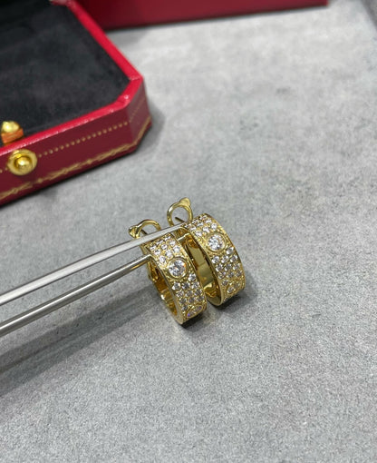 [Windsor Jewelry]LOVE 5.5MM DIAMOND PAVED EARRINGS