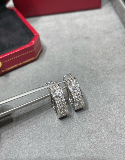 [Windsor Jewelry]LOVE 5.5MM DIAMOND PAVED EARRINGS