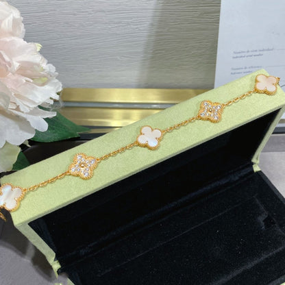 [Windsor Jewelry]CLOVER 5 MOTIF DIAMOND PINK MOP PINK GOLD BRACELET