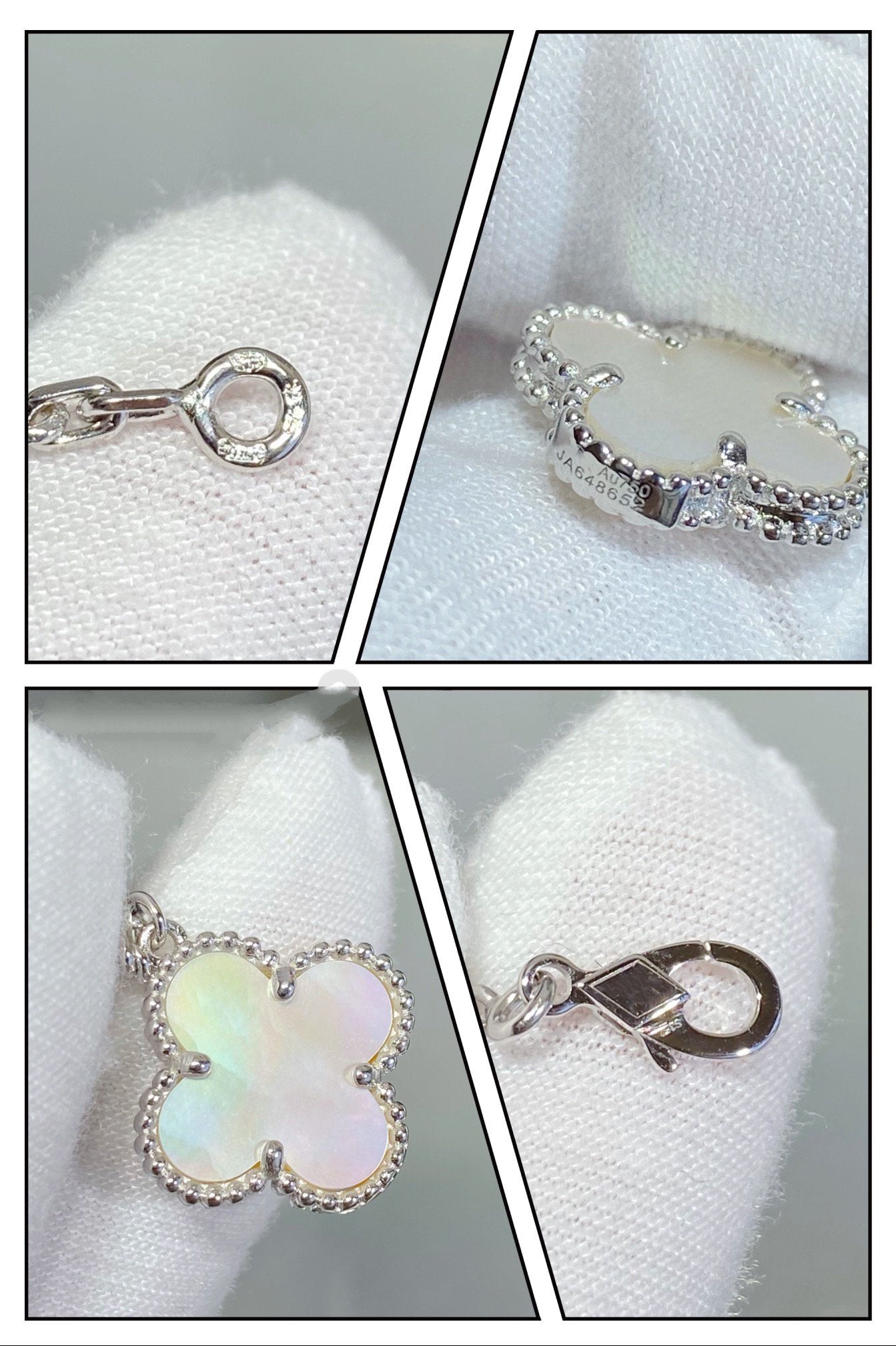 [Windsor Jewelry]CLOVER 5 MOTIF WHITE MOP SILVER BRACELET