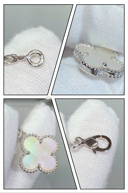 [Windsor Jewelry]CLOVER 5 MOTIF WHITE MOP SILVER BRACELET
