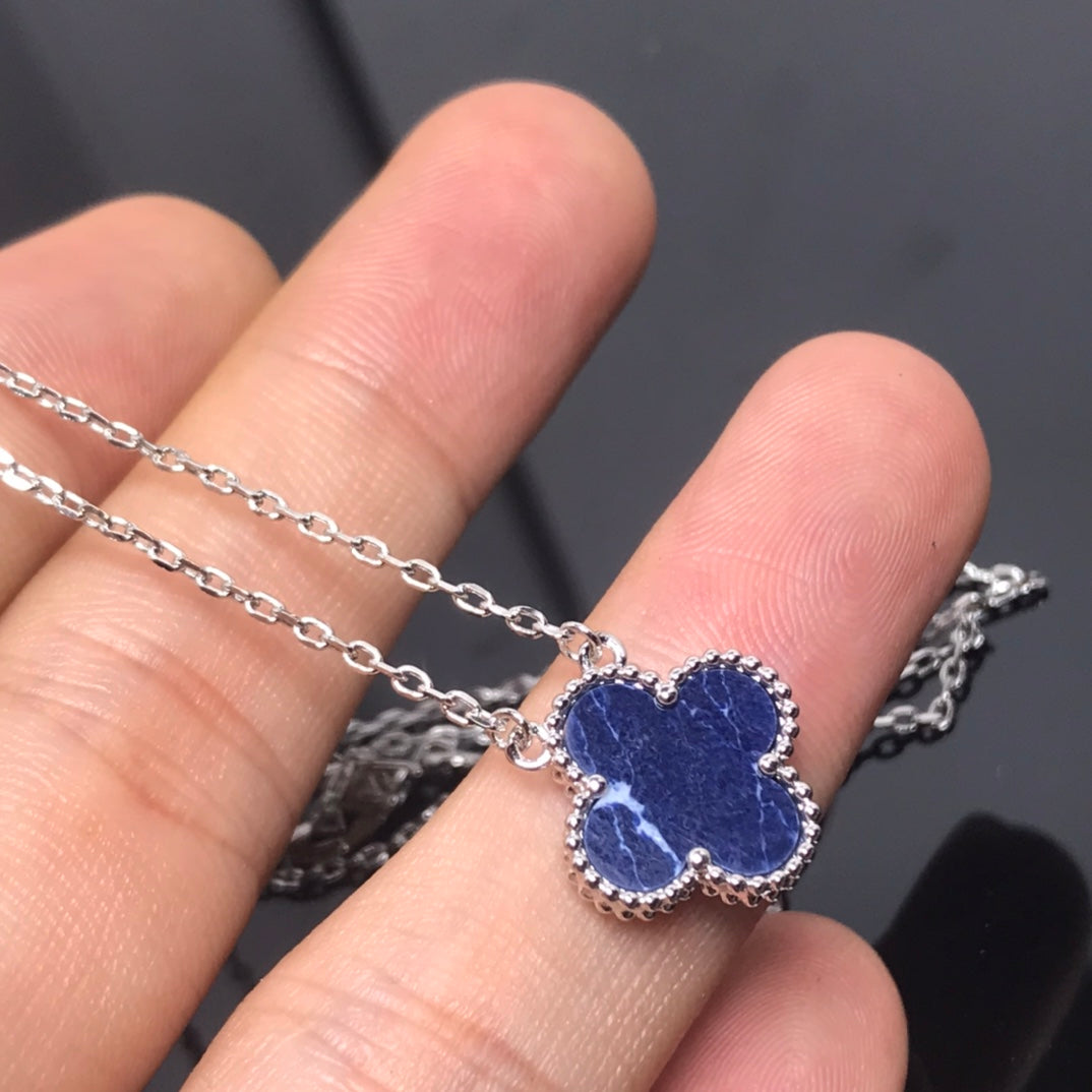 [Windsor Jewelry]CLOVER PIETERSITE SILVER LONG NECKLACE