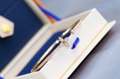 [Windsor Jewelry]IDYLLE PINK GOLD OPEN BRACELET DIAMOND PAVED