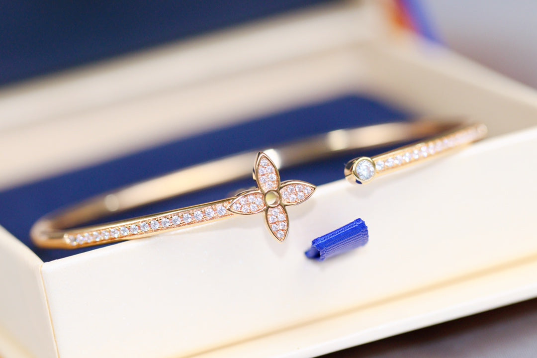[Windsor Jewelry]IDYLLE PINK GOLD OPEN BRACELET DIAMOND PAVED