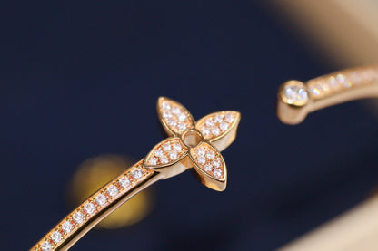 [Windsor Jewelry]IDYLLE PINK GOLD OPEN BRACELET DIAMOND PAVED