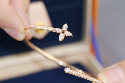 [Windsor Jewelry]IDYLLE PINK GOLD OPEN BRACELET DIAMOND PAVED