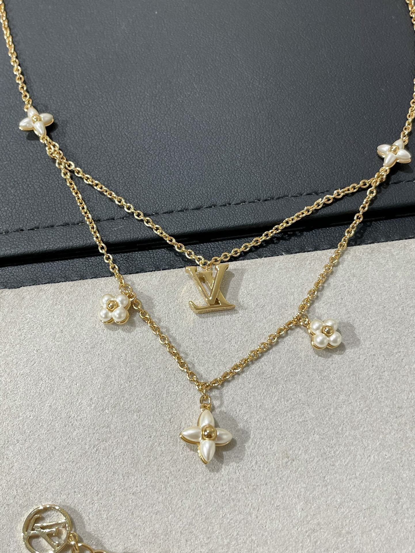 [Windsor Jewelry]FLOWERGRAM GOLD MOP DOUBLE ROW NECKLACE